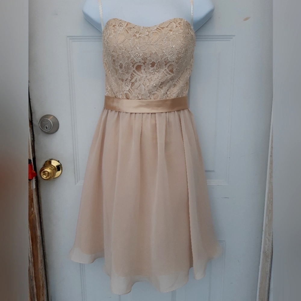 Satin Champagne Dress - Picture 2 of 16